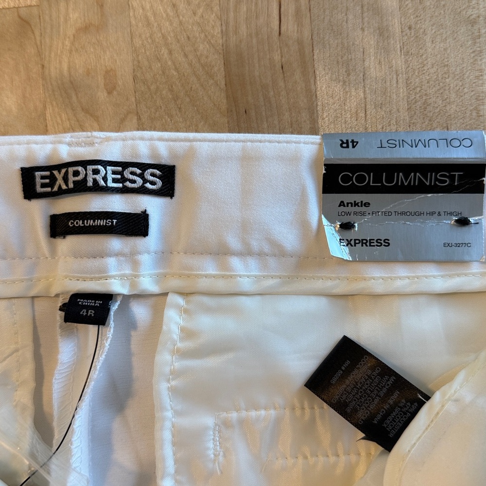 NWT Express Columnist Ankle Low-Rise White Woven Career Dress Pant Trouser, 4 - Picture 7 of 8